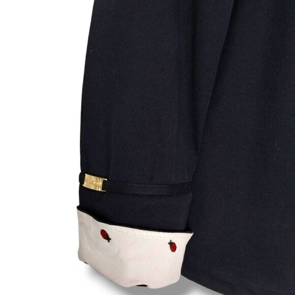 St John Womens Jacket Sz P Black Red Ladybug Buttons & Lining‎ Cuffs Business - Picture 3 of 13